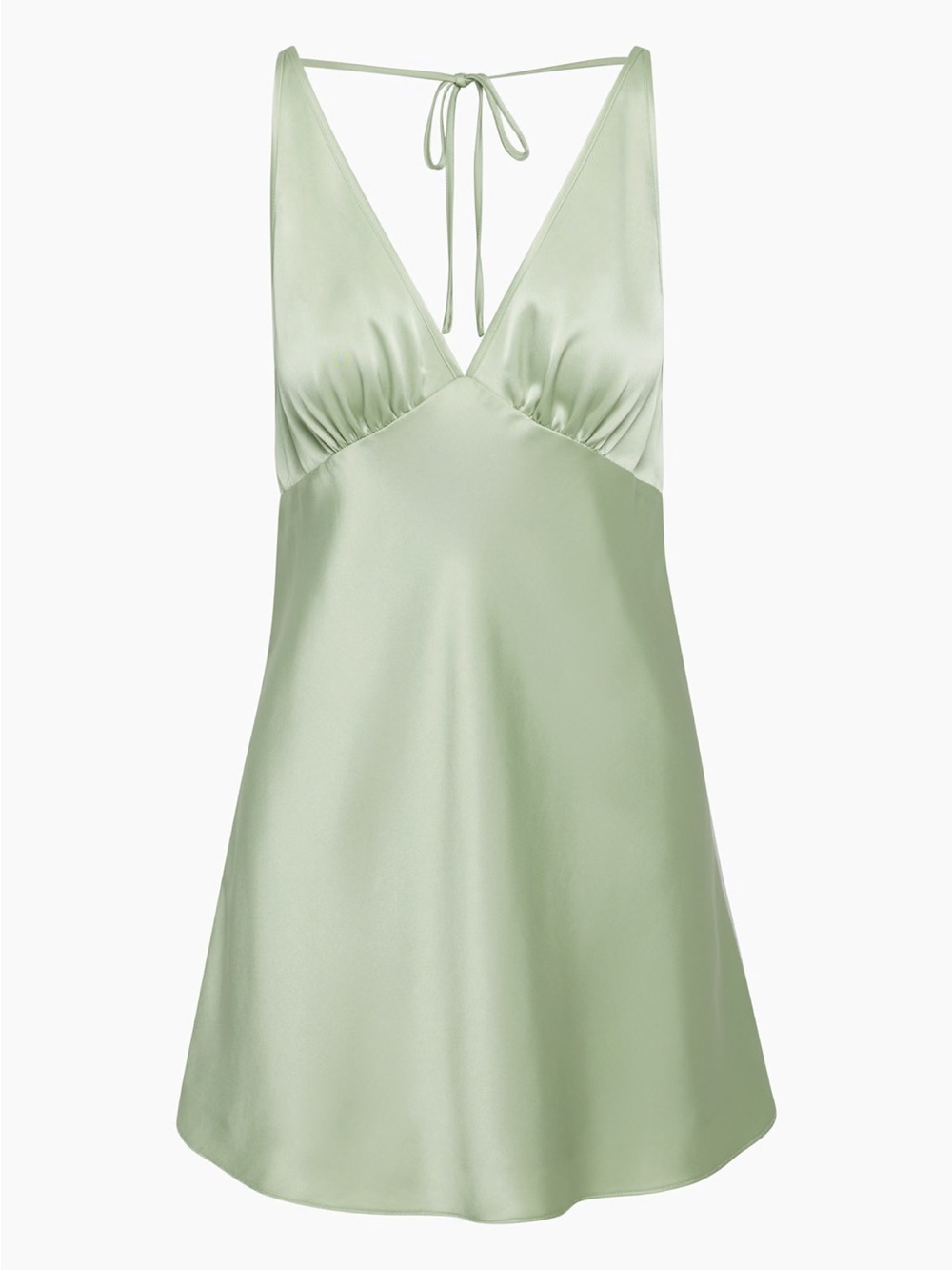 Silky V-Neck Slip Dress in Sage Green